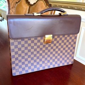 SOLD           Louis Vuitton Damier Ebene Canvas Vintage Altona Briefcase
